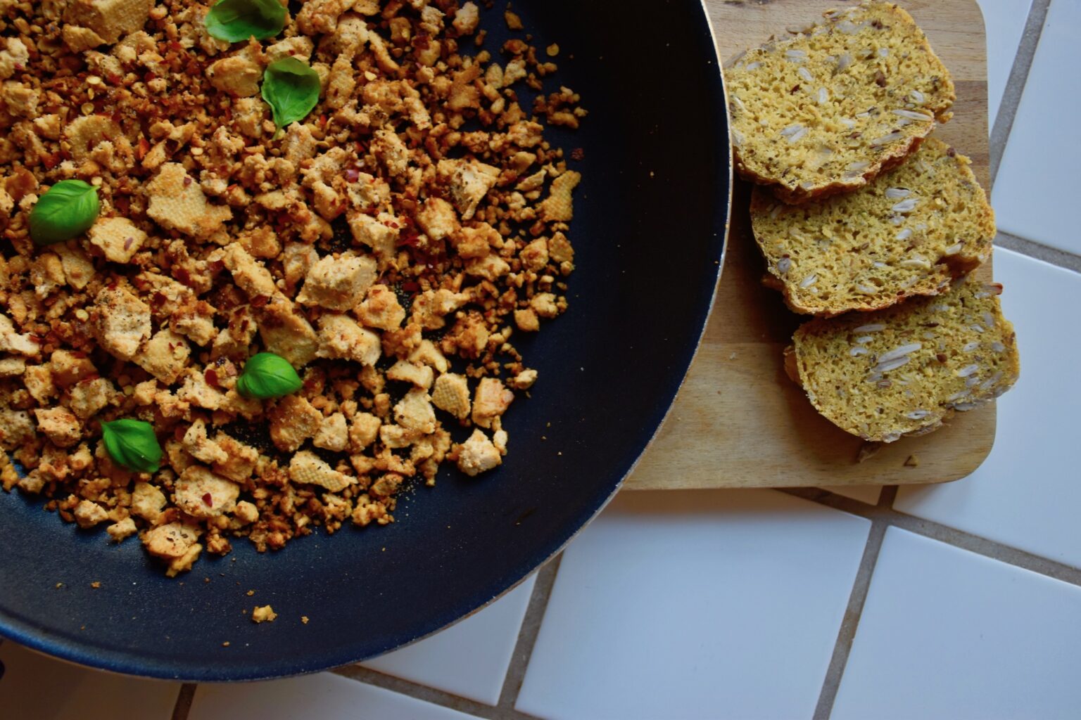 Tofu scramble with dijon mustard Cumin and Yin