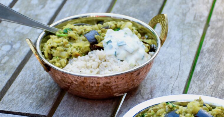 Mung Bean Dal with Eggplant